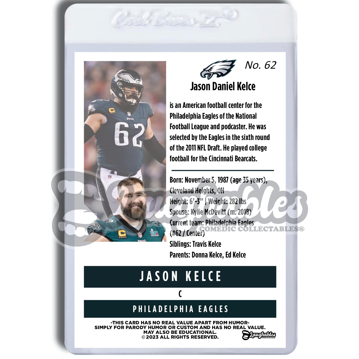 Jason Kelce | Eagles | Custom Art Trading Football Card Novelty