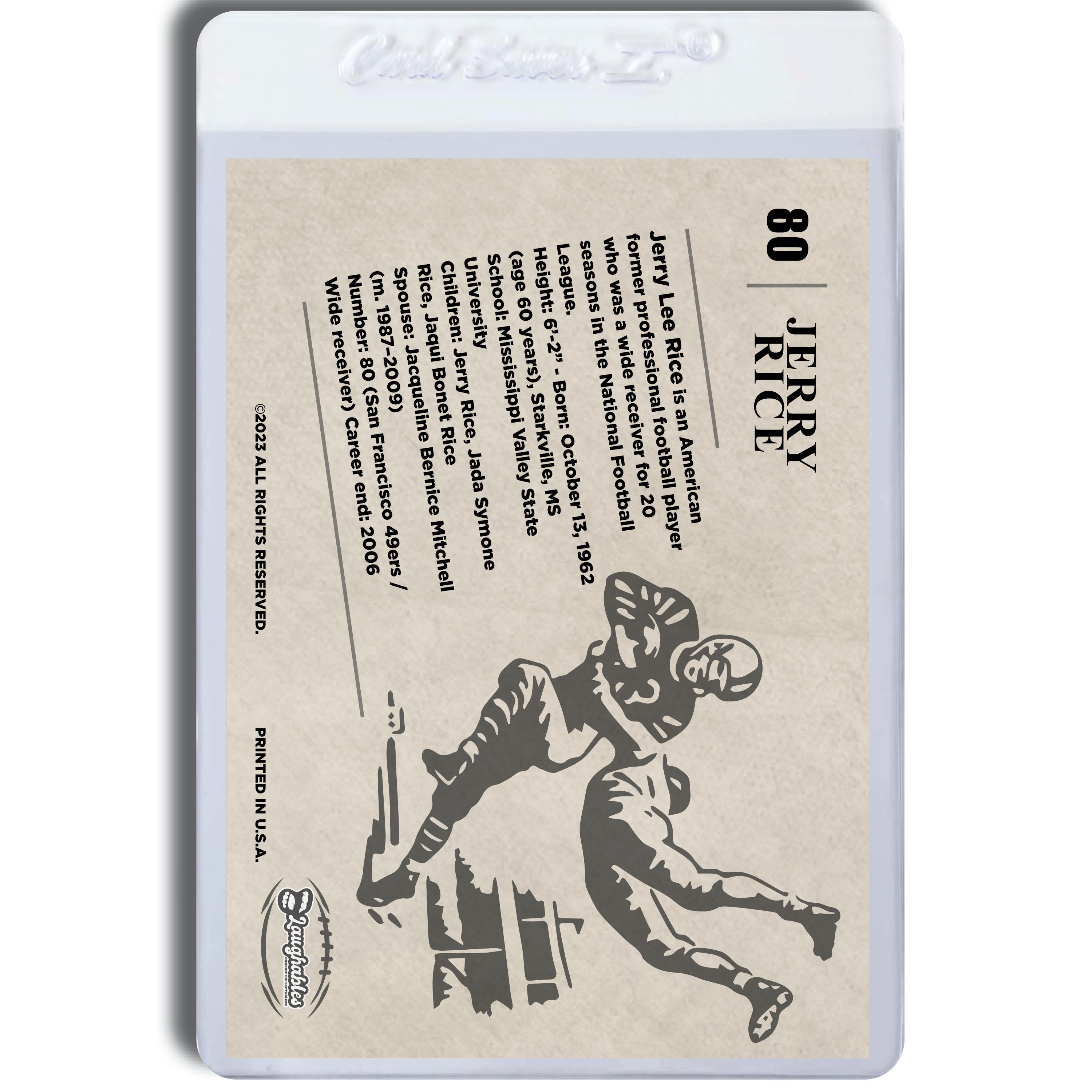 Jerry Rice | Pro Football Legends | Custom Art Trading Card Novelty
