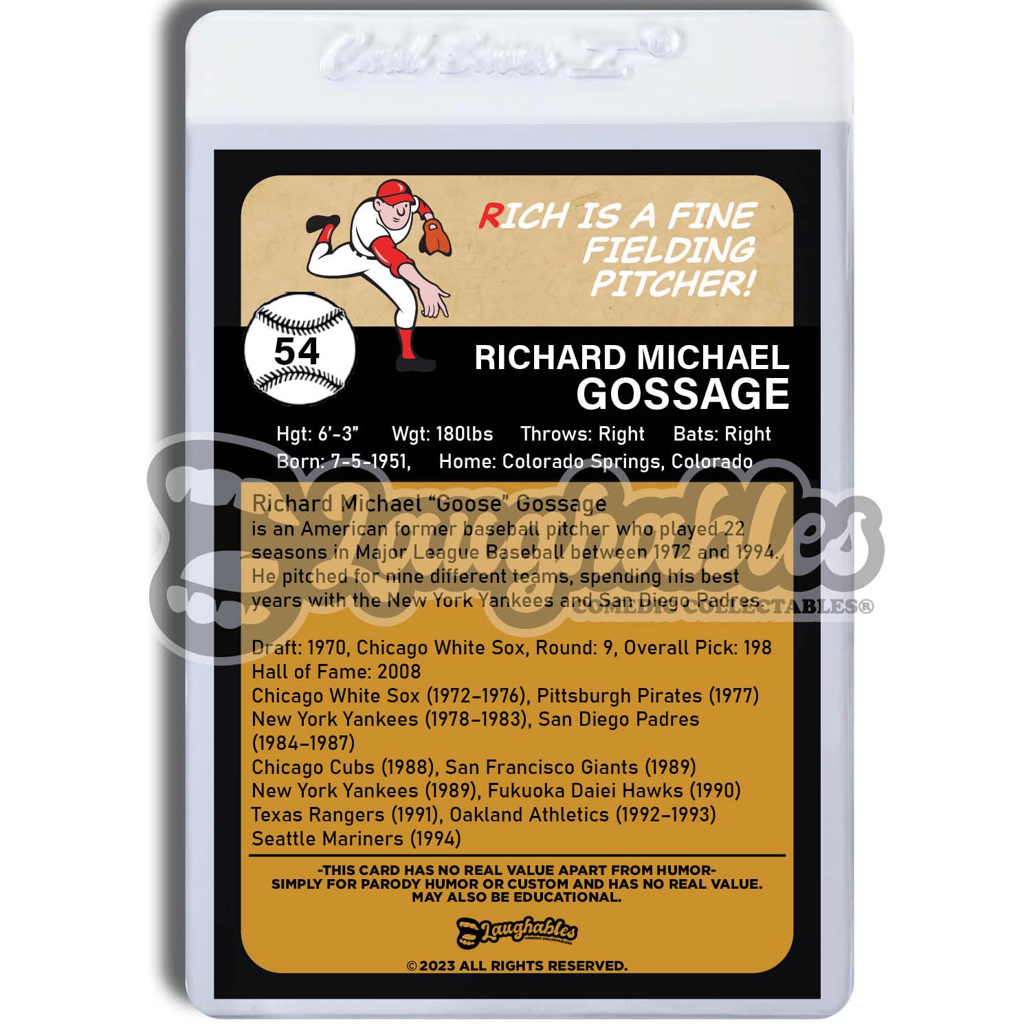 Rich Gossage | Chicago White Sox | Custom Art Trading Card Novelty