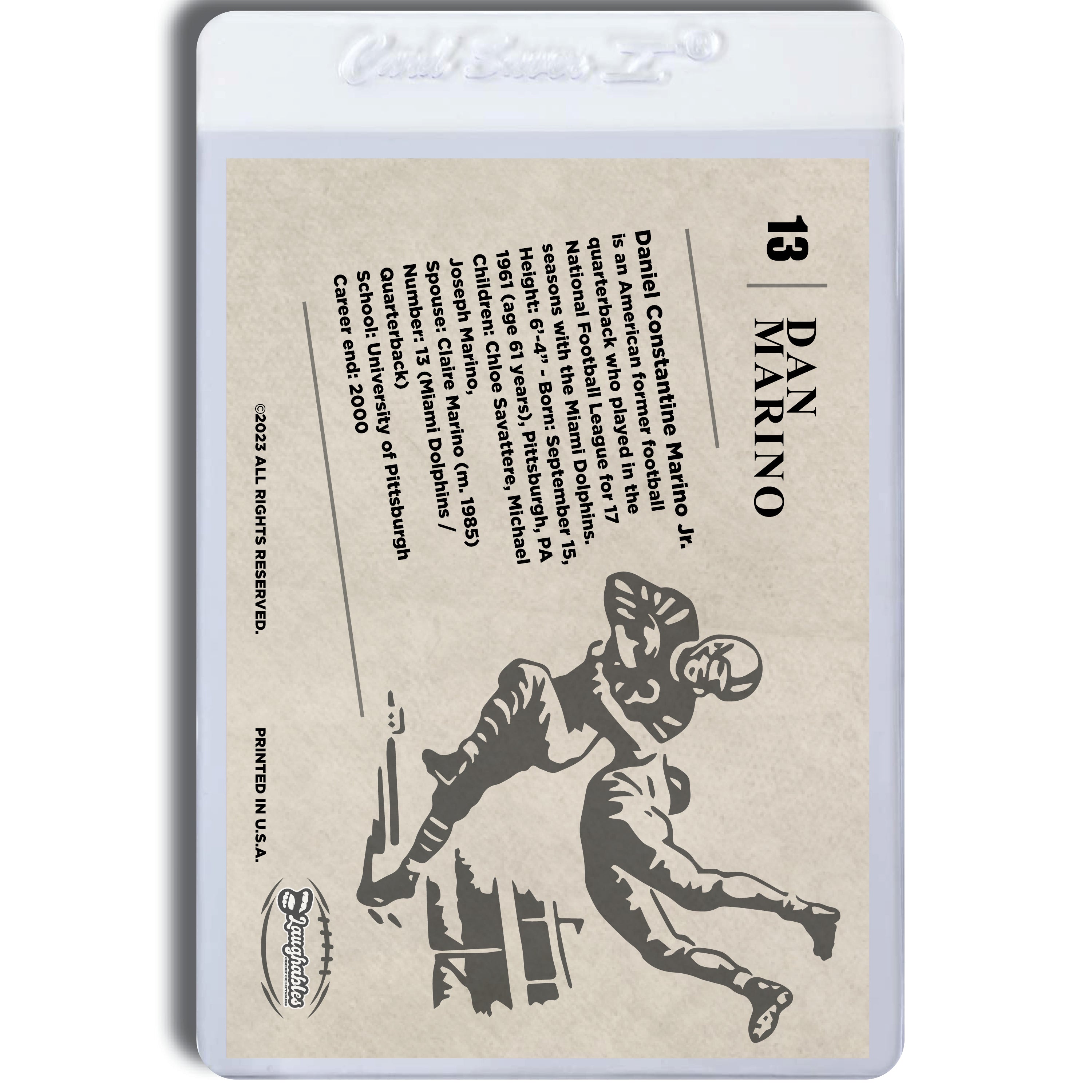 Dan Marino | Pro Football Legends | Custom Art Trading Card Novelty